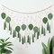 Large Boho Macramé Wall Hanging – Handmade Woven Tapestry with Wood Beads, Leaf & Feather Design in Beige and Green, Chic Bohemian Wall Art for Bedroom, Living Room, Nursery, or Apartment, 51.2" W x 31.5" L